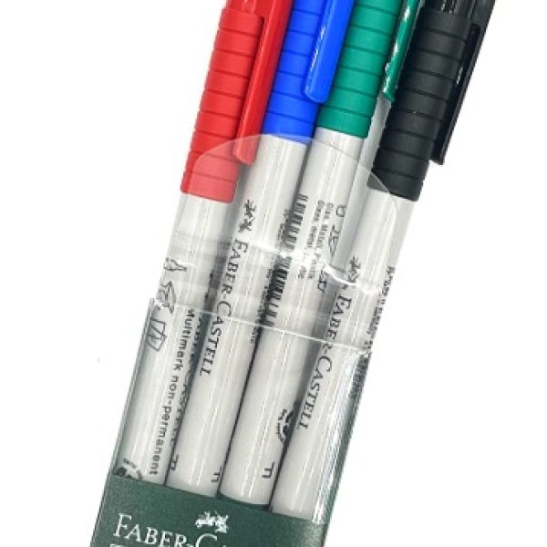 Folienstifte-Set, 4 Farben, wasserlöslich, Multimark von Faber Castell